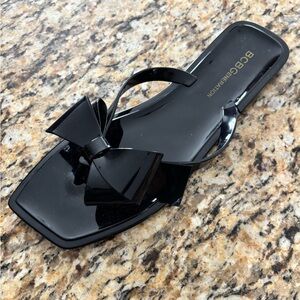 BCBGeneration Lima Black Square Toe Jelly Sandals Toe Bows Size 8
